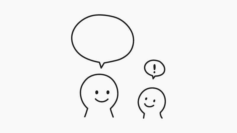 2人の人が話し、片方の人が気付きを得ている様子