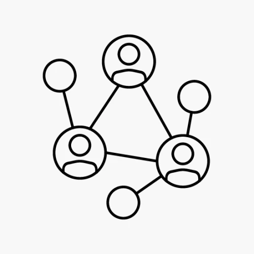 人物アイコンが線でつながったネットワーク構造の図