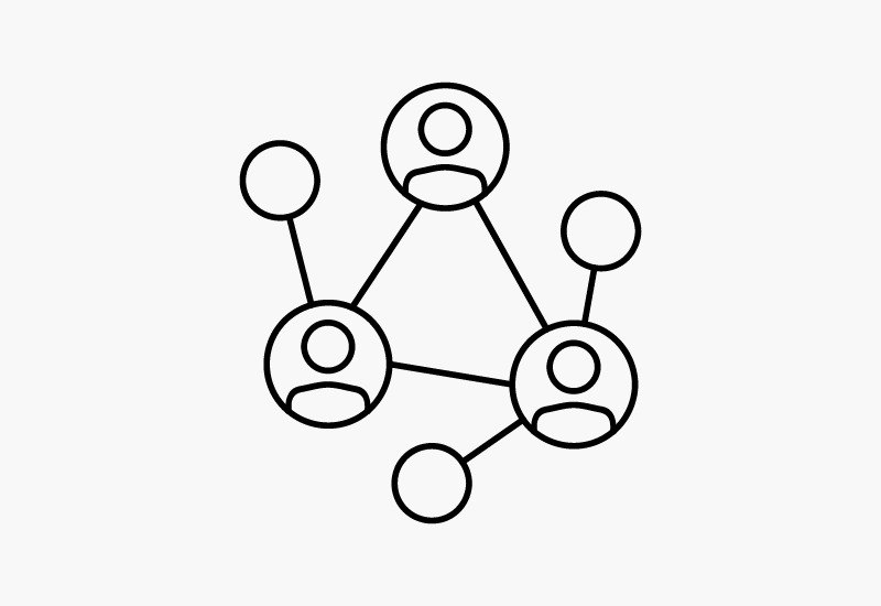 人物アイコンが線でつながったネットワーク構造の図
